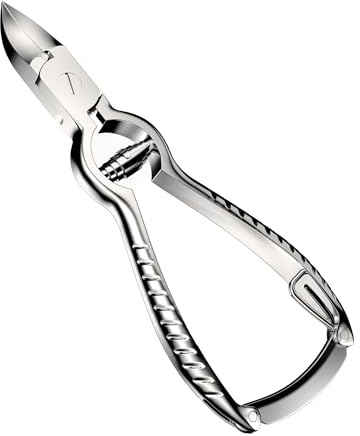 Mr. Fuss Profi Nagelschere Fussnägel, Edelstahl für dicke Nägel, Nagelzange mit Pufferfeder und Schenkel-Einrastverschluss, Rostfrei, gebogene Schneide, Fußpflege Fußnagelschere 14cm