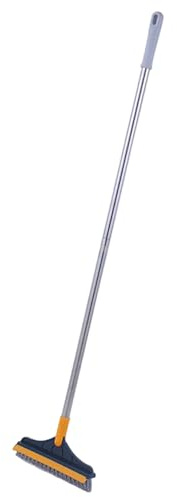 Floor Scrubber, 2 in 1 Removable Adjustable Scrub Brush with Long Handle, Hangable Push Broom for Cleaning Shower Bathroom Garage Kitchen Wall Deck Tub Tile Scrub Brush, Floor Scrubber, S
