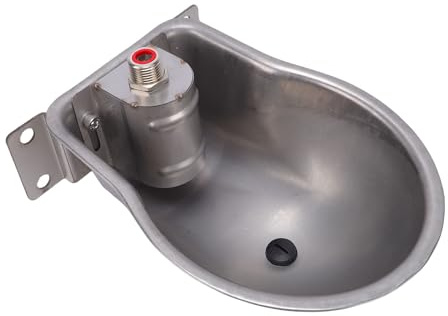 Fockety Bebedero Automático para Animales, Bebedero de Acero Inoxidable Autollenable para Ganado con Orificio de Drenaje, Dispensador Automático de Agua para Perros, Caballos