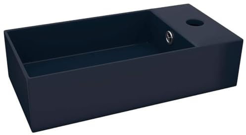 Cervaline Lavandino con Troppopieno in Ceramica Blu Scuro,Articoli di ferramenta,Prodotti Idraulici,Articoli Idraulici,Lavandini,Lavandini Bagno,10.6kg - 146990