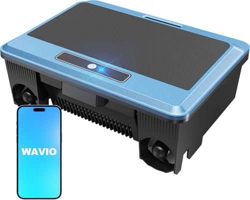 WAVIO (2026 Upgrade F1T Robot Skimmer Solar de Piscina, Control vía App, Doble Opciones de Carga, Anti-Obstáculo Inteligente, Limpieza Automática 24/7, Ideal para Piscina Fuera del Suelo, Azul