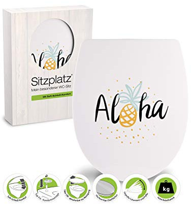 SITZPLATZ® WC-Sitz mit Absenkautomatik, Reise Dekor Luau (Aloha), Thermoplast Toilettendeckel, abnehmbar dank Take-Off-Funktion, Top-Fix Befestigung von oben, ovale Standard O Form, Hawaii 40682 6
