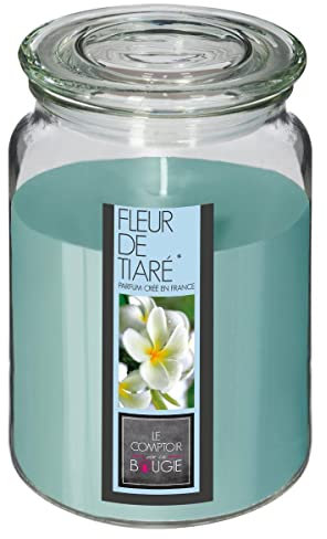 Atmosphera - Bougie Parfumée Nina Senteur Fleur De Tiaré - Bleu Clair, 10x14,5 cm - Longue Durée 72h, Bocal Verre - Pour Maison, Salon, Chambre