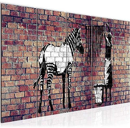 Runa Art Bild Banksy Washing Zebra Wandbilder auf Vlies Leinwand 5 Teilig Wanddekoration Loft Wohnzimmer 012956b