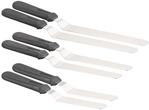 Rosenstein & Söhne Crepesschieber: 6er-Set Edelstahl-Winkelpaletten in 3 Größen mit ergonomischen Grif (Crepeswender, Crepewender, Streichmesser)