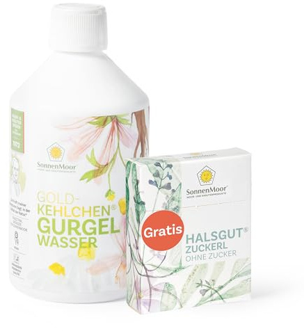 Sonnenmoor Gurgelwasser 500 ml +gratis HalsGut Zuckerl - Flüssige, pflanzliche Kräuterkombination zur Pflege von Hals, Mund und Zahnfleisch