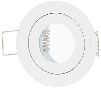 LED-Line IP44 Einbaustrahler Set GU4 MR11 Leuchte Spot Einbaurahmen Wasserdicht Lampe Rund Weiß aus Aluminium mit GU5.3 Fassung keine Leuchtmittel Weiß