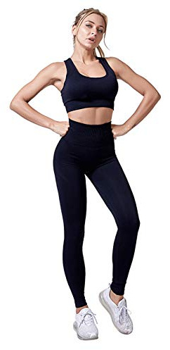 Jamron Damen Stretch Yoga Kleidung Set Sport-BH+Leggings 2PCS Trainingsanzug Gym Fitness Activewear SN071202