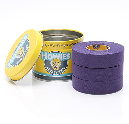 Howies 3 Pack Hockey Stick Tape - Premium Cloth (1 Inch by 24 Yards Long) Clear/Poly (1 x 30yds) with Free Tape TIN (Purple)