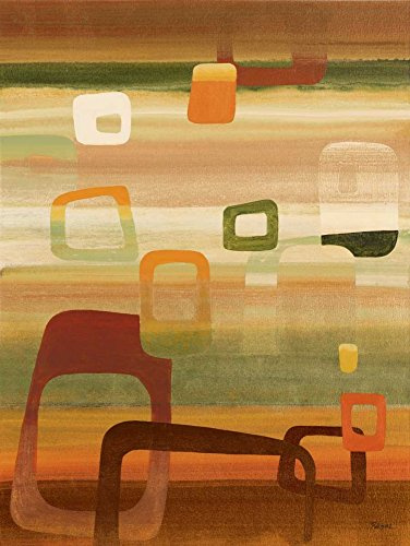 LIENZO -FRAMED-with-AMERICAN-BOX Palm Springs I Rodriguez S. - Abstracto vertical Art print amarillo verde marrón naranja rojo burdeos gris b Marco flotante 30_X_23_in