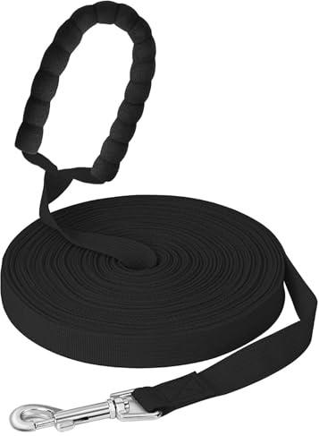 Hundeleine 30m, Mainiusi Schleppleine 30m für Hunde, Langes Nylon Hundeleine für Kleine und Mittlere Hunde, Schleppleine Hund zum Tracking von Trainings Camping Spiel und Garten(30m, Schwarz)