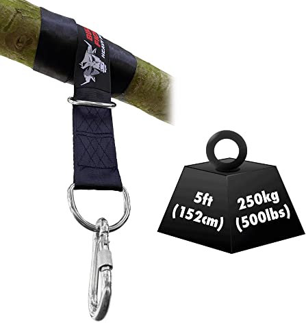 BULL DOZA FIGHT WEAR Boxing Punch Bag Strap/Sling – Heavy Duty Bag Hanger with 9mm Steel Screw Lock Carabiner - Strap Mount Black 5ft