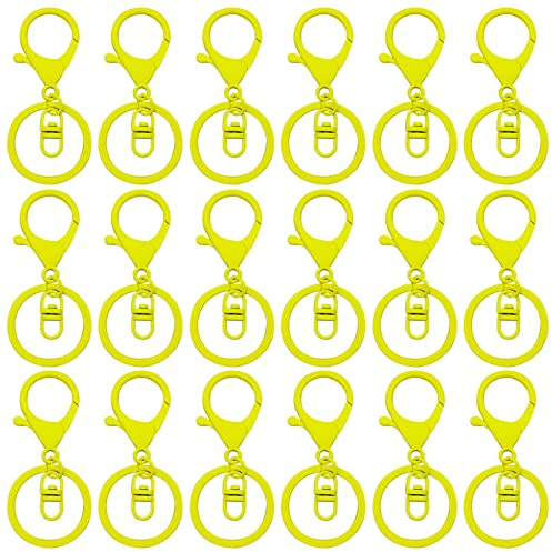 30Pcs Lobster Claw Clasps Keychain for Jewelry Making,Metal Lobster Clasp Swivel Trigger Clips with Swivel Clasps Hook Clips Flat Split Keychain Ring for DIY Craft Jewelry Making(Yellow)
