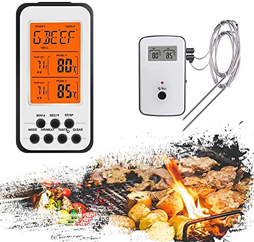 Samnuerly ROM Remote Control Digital Meat BBQ Thermometer Kitchen Oven Food Cooking Barbecue Grill Roast Termometer Water Milk Temperature Meter Probe