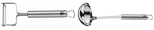 WMF Profi Plus Sparschäler 17 cm, Gemüseschäler rostfrei, Cromargan Edelstahl teilmattiert, spülmaschinengeeignet & Profi Plus Suppenkelle 30 cm, Saucen-/ Schöpflöffel