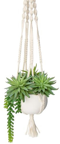 Briful Künstliche Sukkulenten zum Aufhängen im Keramiktopf, 74 cm, künstliche Perlenschnur, hängende Pflanzen mit Boho-Hängepflanzgefäß für Zuhause, Büro, Schlafzimmer, Wohnzimmer, Wandbehang, Dekor