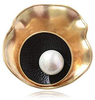 GLigeT Brosche Moderne Mode Brosche Perlmutt gewölbte goldene Muschel Brosche Pin Damen Anzug Schmuck Damen-Brosche