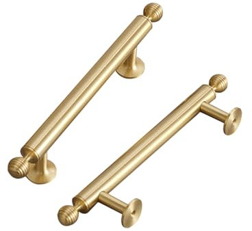 SZLXJMFL Möbelgriff Gold Vintage, 2 Stück Schrankgriffe Massive Messing | Gebürstetem Kupfer, Gesamtlänge: 55-280 mm Bügelgriff, Schubladengriffe Mit Befestigungsschrauben-120mm/4.7in