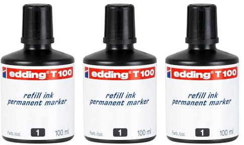 EDDING 3 Nachfülltinten T100 ml Tropfenform für Permanentmarker schwarz