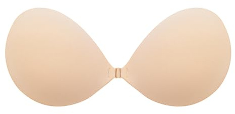 Lnmyic Reggiseno Invisibile Reggiseno Adesivo Coppe Adesive Seno Push Up Riutilizzabile Silicone Adesivo Push Up Invisibile Sticky Bra (IT, Taglia della Coppa & Taglia della Fascia, C, Beige)