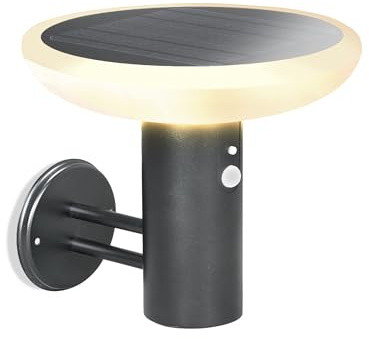 esotec Solar PIR Wandleuchte Luna CCT, 3 Leuchtmodi, Höhe 23,5cm, Edelstahlhalterung, LiFePo4 Akku, Bewegungsmelder, Solarleuchte, Gartenbeleuchtung, schwarz, außen, wetterfest, winterfest, 102938