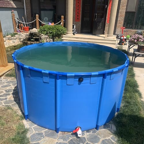 Aufstellpool, PVC-Plane für Teiche, Aquarium-Poolteich mit Ablassventil, PVC-Plane mit Rahmen für Teiche, Fischtanks, Kois und Goldfische (1,5 x 0,6 m)