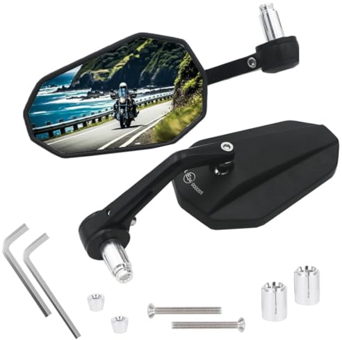 Specchietti Moto Manubrio Omologati E24, Specchietti Retrovisori Moto Universali in Alluminio 7/8 22mm, Specchi Laterali Bar End Regolabili per Scooter, Naked, Cruiser, Scramble.