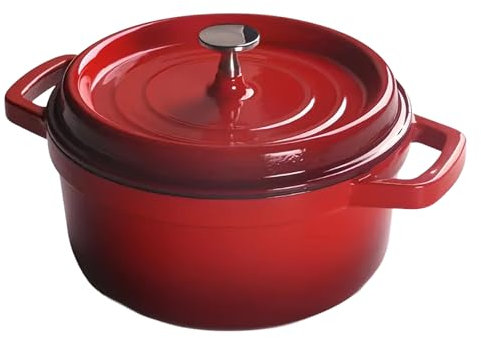 DYHQQ Enameled Cast Iron Dutch Oven with Lid 2.6L Cast Iron Dutch Oven Enameled Non-Stick Dutch Oven Round Dutch Oven Pot for Sourdough Bread Baking, Braising, Soups, Family Sharing