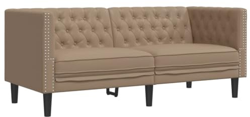 vidaXL Chesterfield Sofa 2-Sitzer, Couch mit Armlehnen Rückenlehne Stützbeine, Polstersofa für Wohnzimmer, Couchgarnitur, Cappuccino Kunstleder