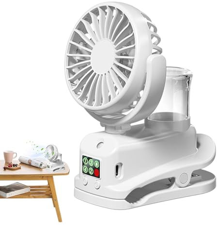 Ventilador De Pulverización – Ventilador De Agua De Pulverización Portátil, Ventilador Recargable Con Función De Niebla | Ventilador De Pantalla Digital, Ventilador De Escritorio Silencioso Para L