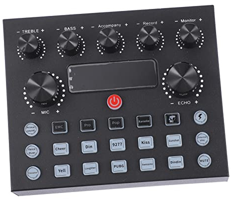 UPKOCH External Sound Card with Professional Independent Reverb Adjustment for Computer and Tablet and Colourful LED Lights Iron Shell for Live Singing and Streaming