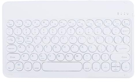 Tastiera Bluetooth, Tastiera Mini da 10 Pollici, Tastiera Ergonomica per Tablet, Smartphone, Laptop, Desktop, Tastiera Portatile Rotonda per Viaggi per il Business (WHITE)