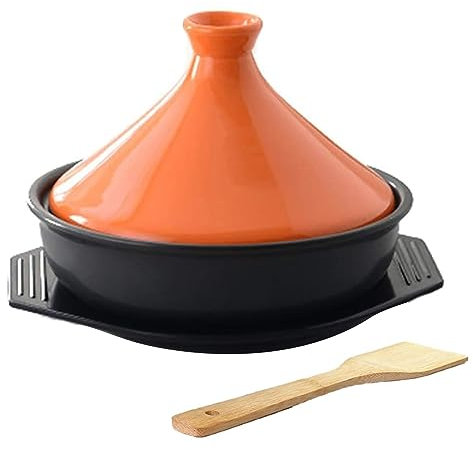 Pentola per tajine marocchina Smaltata Non porosa per Cucinare, pentola per tajine Antiaderente per casseruole, pentola per Cottura lenta (Colore: Arancione)