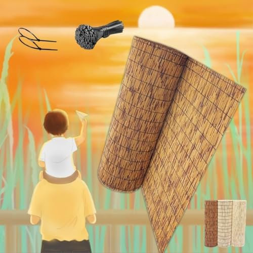 Rollo De Valla De Caña Resistente Al Agua para Exteriores Pantalla de Valla de Privacidad 75/95/105/110/125/155cm Estera Caña de FáCil Montaje de Jardín(Marrón)