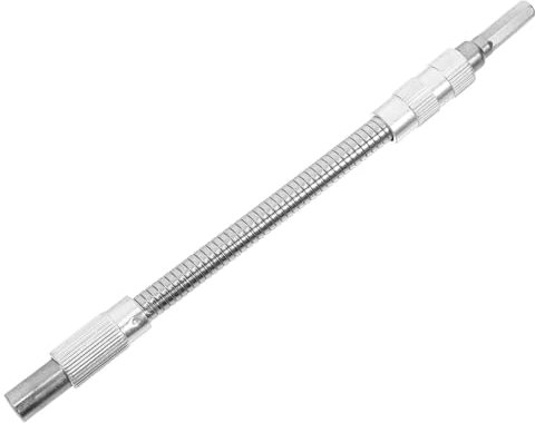 Homoyoyo Flexible Electric Drill Bit Extension Rod, 200mm Silver Metal Shaft with Multi-Angle Drive for Screwdriver and Adapter Use