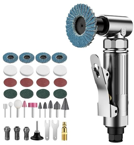 Vocdikficy Amoladora Angular Neumática de 90 Grados, Herramienta Pulidora de Compresión de 20 000 RPM para Trabajo Pesado, Rectificado y Pulido de Contornos