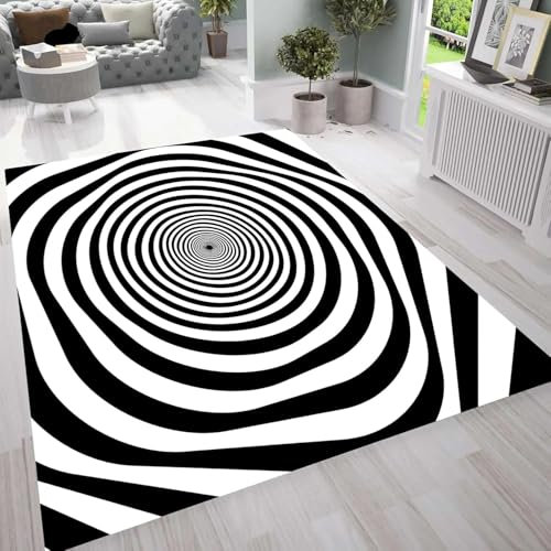 Abstrakte Geometrische Texturstreifen 3D-Gedruckte Großflächige Teppiche Für Wohnzimmer, Schlafzimmer, Wohnkultur, Weiche Flanell-Küchenteppiche, 100 X 150 Cm - Leicht Zu Reinigendes, Wei -13462146491