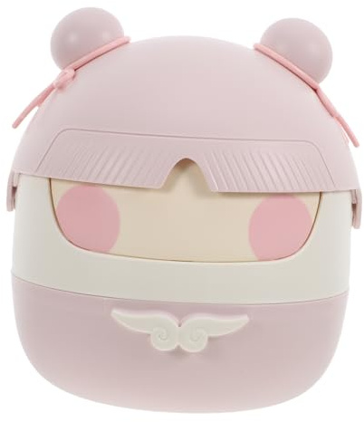Veemoon Poubelle de Bureau Facile à Nettoyer Design Cartoon Adorable Rose avec Couvercle Rabattable en PP pour Garçon et Filles pour Tables D'étude la Maison