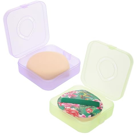 FOMIYES 2pezzi Piumini Triangolari Riutilizzabili Per Fondotinta in Liquida e Strumenti Per Con Custodia Delicati