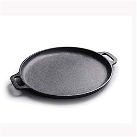 CHCWR Wok Pfanne Gusseisen Pfannkuchenpfanne Flachboden Banatpfanne Nicht-Schicht-Pfanne verdickte unbeschichtete Gusseisen-Schweineisenpfanne (Größe: Grauer Wolf) Sicht