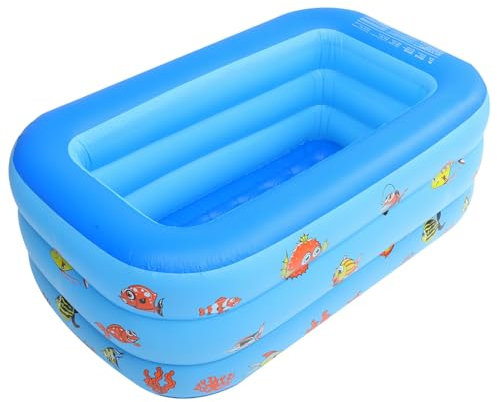 Mikikit Piscina Hinchable Infantil Azul De PVC De Tres para Bebés Niño Niña y Niñas Piscina De Refrescante para Exteriores Interiores