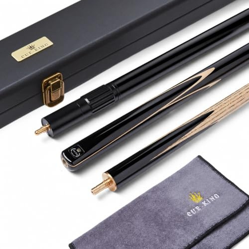 Cue-King Pro Series Black Edition Pool Cue, Snooker Cue, Handgjord 145 cm 538 g 3/4 tillsammans med fodral blå kö med skyddande hårt fodral, premiumförlängning och mikrofiber köhandduk, snooker Cues