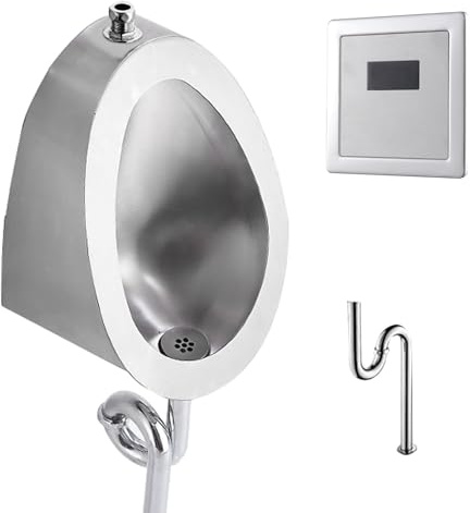 YANGLLYJ Vasino Portatile Orinatoio, Inox 304 Orinatoi Sospesi a Scarico d'Acqua per Uomini con Tubo di Scarico in Acciaio Inox, Antispruzzo, Finitura Spazzolata