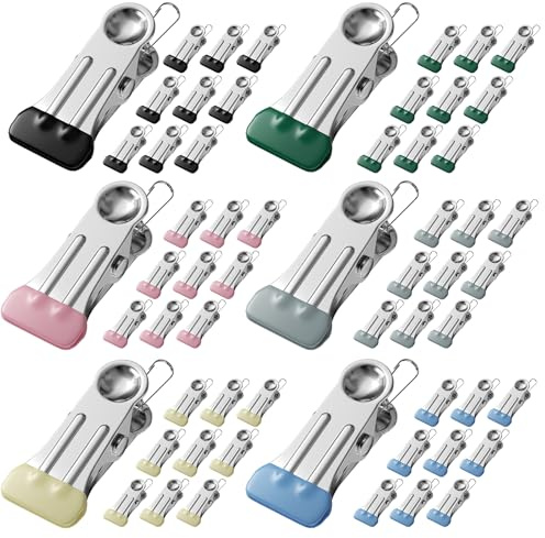 BREANIFULL 60 Stück Multifunktionale Rutschfeste Metallklammern Metall Klammern Grosse Stabil Wäscheklammern Edelstahl Handtuch und Badetuch Anti-Rutsch-Clips für Strandliegen Kleidung Socken Handtuch