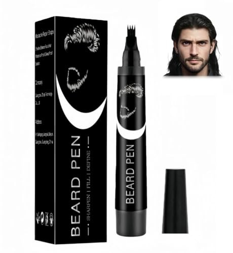 Beard Pencil Filler,Black Beard Pen,Waterproof & Long Lasting Beard Dye,Shape & Define Beard and Eyebrows,Long Lasting Beard Pencil,Mustache Shaping and Enhancing,Mens Beard & Hair Dye,Black