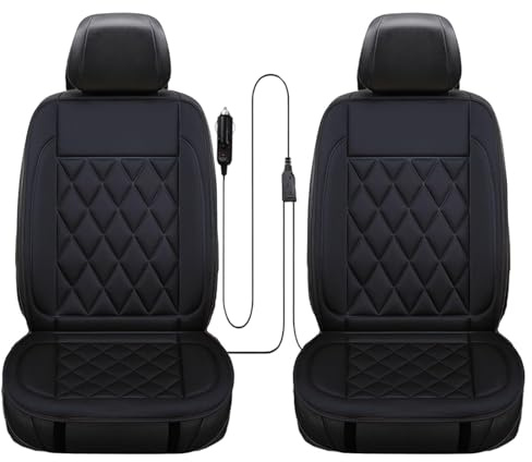 Generisch Autositzkissen, Winter Autositzauflage mit Voller Rückenlehne, Bequeme Sitzmatte für Fahrer- und Beifahrersitz, Passend für PKW, SUV, LKW und Transporter (Doppelstuhl-Schwarz)