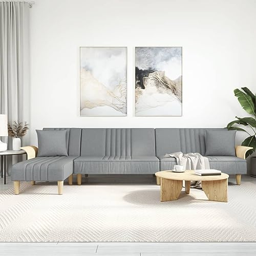 Owoxanthellate Schlafsofa L-Form Hellgrau 279x140x70 cm Stoff Recamiere mit Bettfunktion und 3-Fach Verstellung Modernes Design Robust und Langlebig für Wohnzimmer Gästezimmer Büro