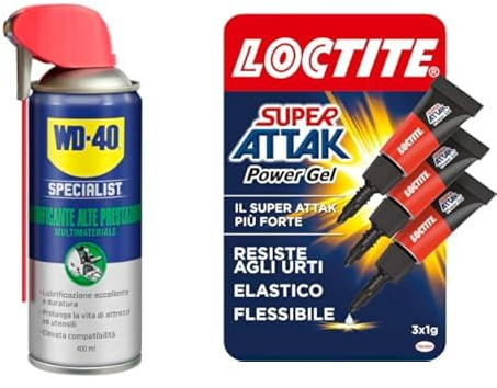 Bundle WD-40 Specialist Lubrificante al PTFE 400 ml & LOCTITE Super Attak MiniTrio Power Flex 3x1g