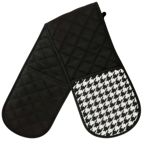 Oven Gloves Heat Resistant, Anti-Slip Cooking Gloves Kitchen Accessories | Black Oven Gloves with Hanging Ring, for Dessert Making, Built for Oven, Grill and Campfire, Oven Mitts Fold, Breathable