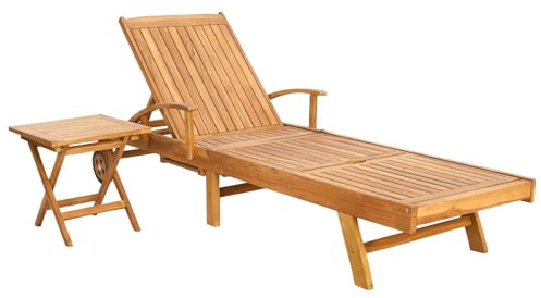 vidaXL Transat avec Table Bois de Teck Massif Marron